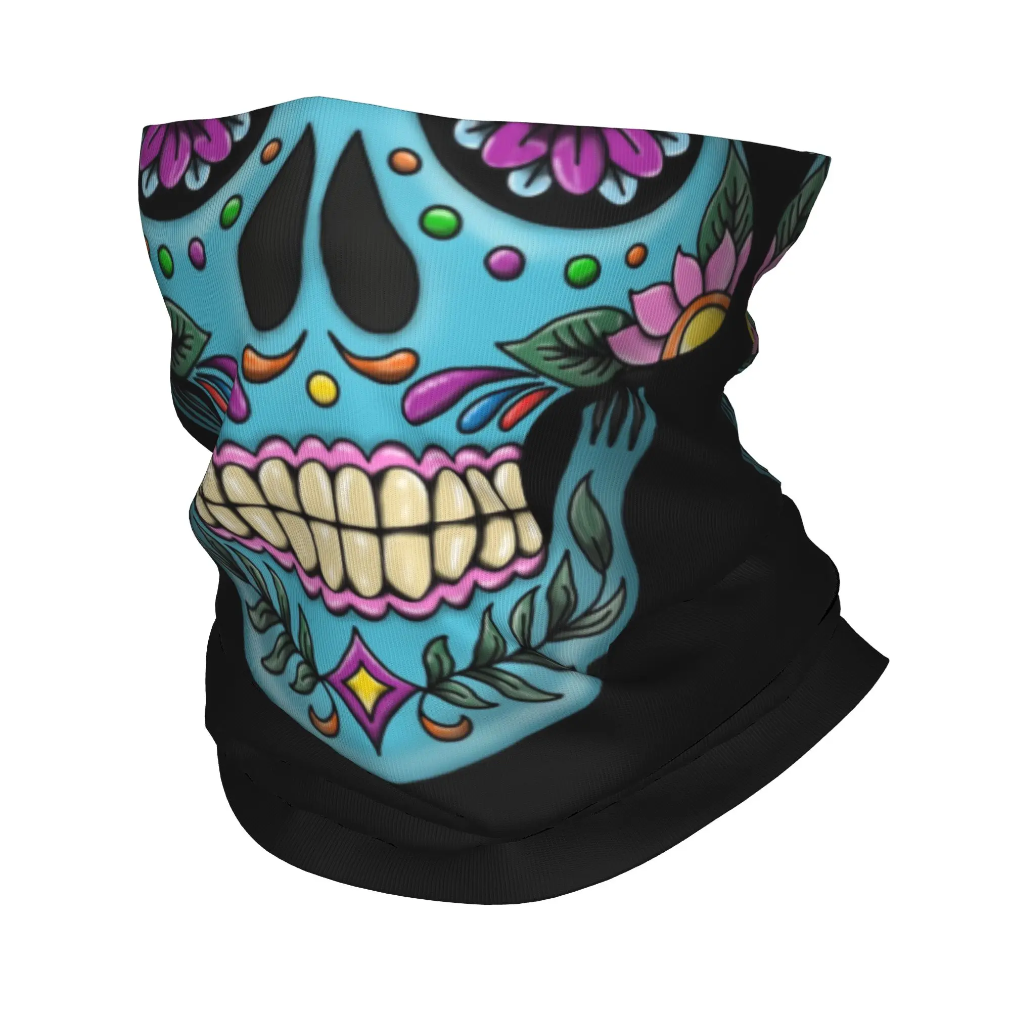 Braga de cuello de invierno personalizada con estampado de calavera mexicana, para senderismo y running, tipo tubo, con diseño de calavera Catrina, pañuelo facial, bandana, calavera de azúcar
