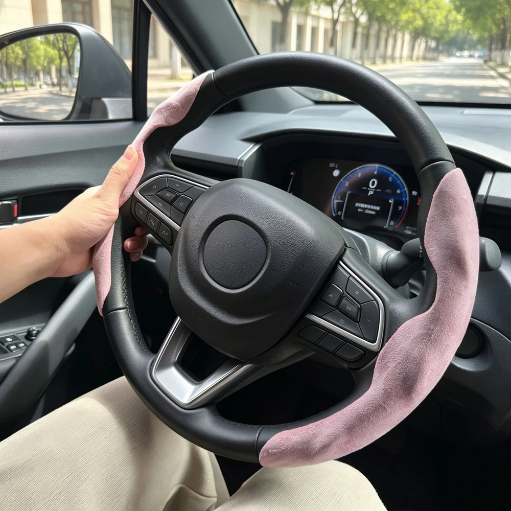 New Suede Leather Car Steering Wheel Side Trim Wrap Non-Slip Handle Cover Interior For Fiat Doblo 600 Tipo Scudo Ulysse Fullback
