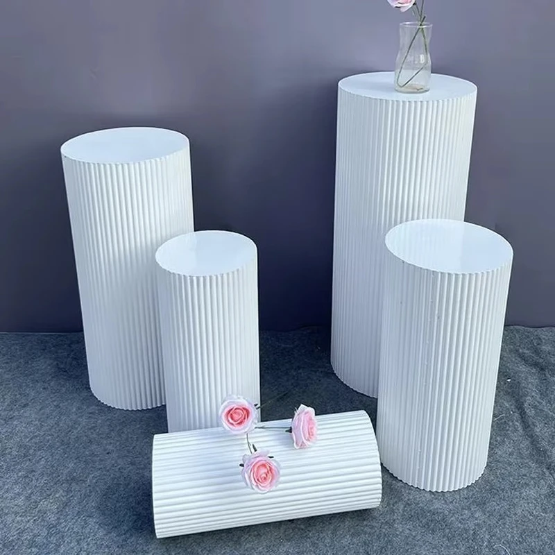Metal Display Plinth Set Iron Round Backdrop Base White Cylinder Table Cake Pedestal Stand Birthday Wedding Party Event Decor