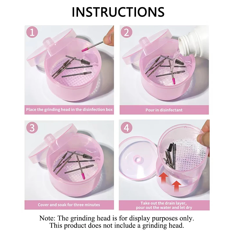 Herramienta para uñas, caja de limpieza desmontable, brocas, cabezal de molienda, cortador, pinzas, accesorios, caja de almacenamiento de desinfección de plástico, 1 ud.
