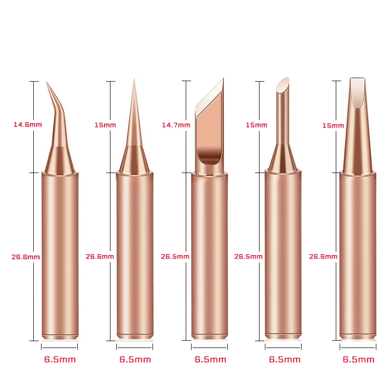 Pointes de fer à souder en cuivre pur non magnétique, outils de soudage de boîtier de manchon, pointe de fer de marquage, 900M-T, 936, 907, 5