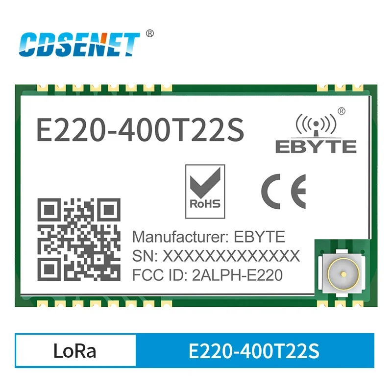 LoRa – Module UART sans fil, antenne SMD IPEX, Anti-interférence longue Distance, 22dbm, bande ISM, 433MHz, E220-400T22S