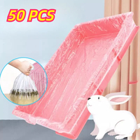 50pcs Disposable Rabbit Cage Liner Plastic Bunny Cage Mat Cleaning Pad Hamster Dog Cage Replacement Diaper Universal Toilet Film