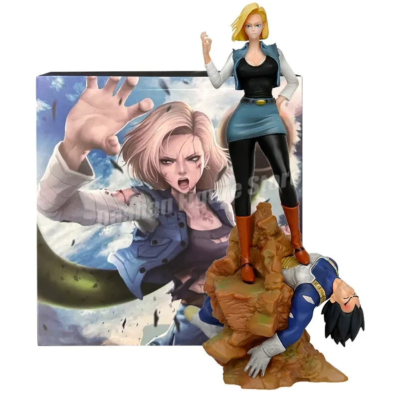 Gk Dragon Ball Android 18 Vs Vegeta Action Figure PVC Collection Anime BRZ 25cm Lazuli Defeated Bejita Figurine Model Toys Gifts