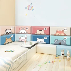 Cartoon Animal Bed Headboard Kids Room Anti-collision Head Board Sticker Nursery Wall Art Decoration Wood Panels Cabecero Cama