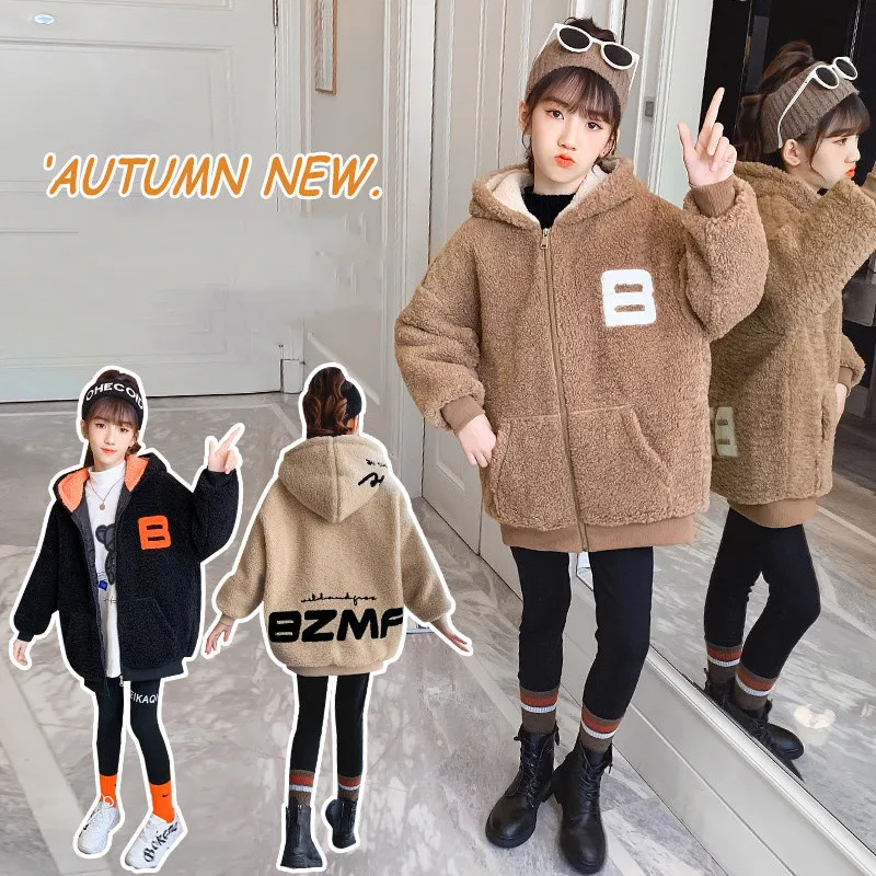 

Girls Coat Jacket Cotton Outwear Overcoat 2022 Classic Warm Thicken Velvet Winter Plus Size Children's Clothing