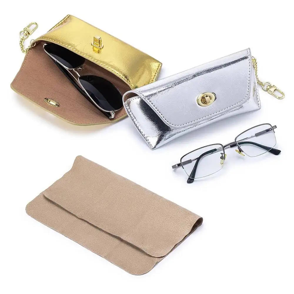 Brand Wallet Eyeglass Case Woman Bag Top-layer Cowhide Cracked-pattern Portable Eyeglass Case High-value Sunglasses Storage Bag