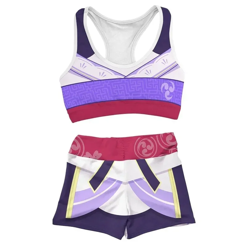 2023 Anime Kaedehara Kazuha Swimsuit Cute Genshin Impact Cosplay Bikini Sets Costume Summer Maple Leaf Pattern Tops and Pant # 1