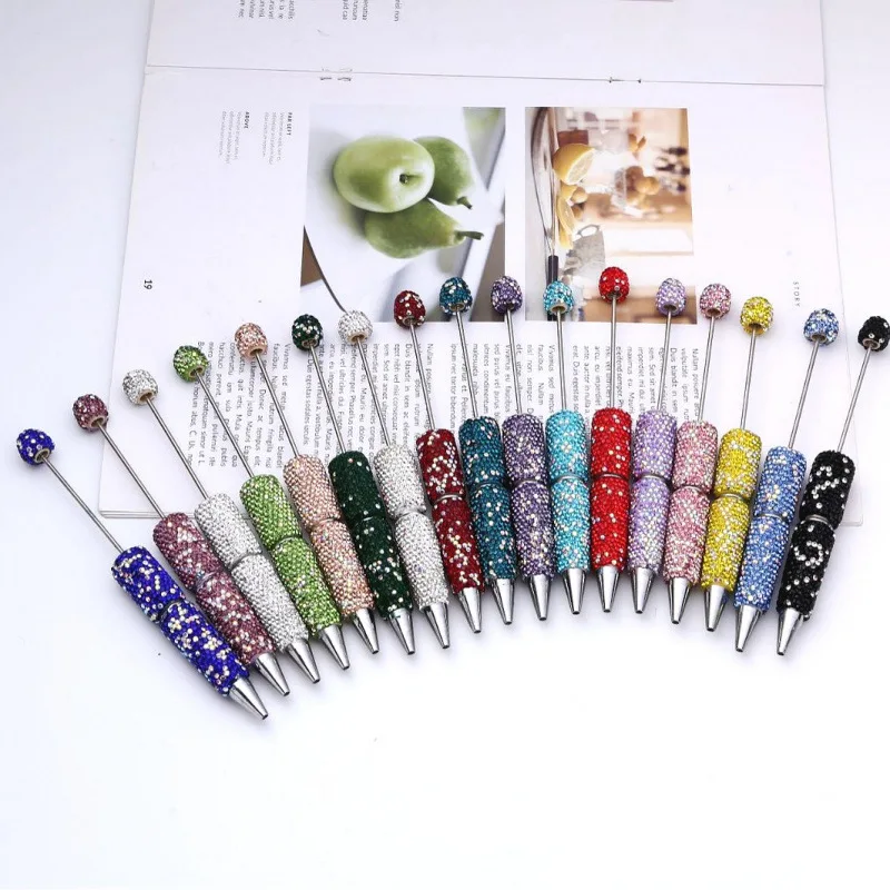 

50Pcs 15*146MM DIY Jewelry Hand Made Rhinestone Plastic Pens Beaded Pen Accessories Beadable Pen Findings Ballpoint pen Gift