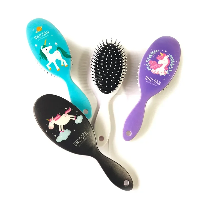 4 Color Cute Unicorn Animal Anti-static Hair Brush Massage Comb Shower Wet Detangle Hair Brush Salon Hair Styling Tools