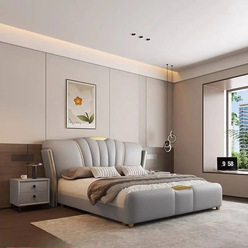 Highly Effective Luxury Bed Laptop Table Adults Lounges Dressers King Luxury Bed Household Solid Lit 2 Personnes Furniture Home