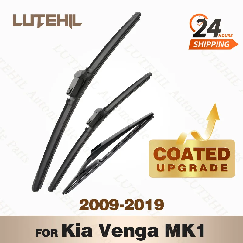 

LUTEHIL's Silicone Front & Rear Wiper Set For Kia Venga MK1 2009 - 2019 2010 2011 2012 coated windshield wiper blade 26"+14"+12"