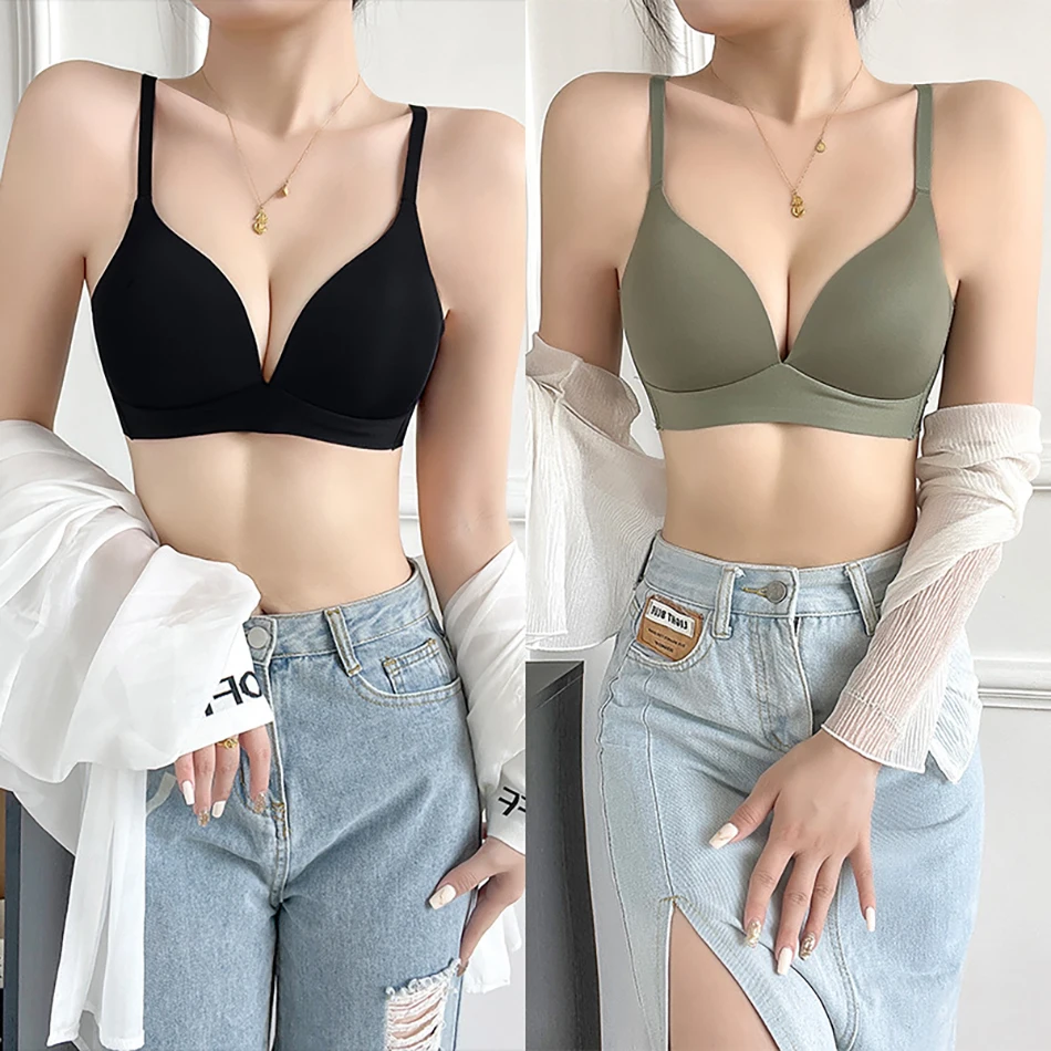 Comfort and Style Lightweight Solid color Wireless Bra One-Piece Cup Seamless Soft Cup Simple and Casual Daily Wear Bras