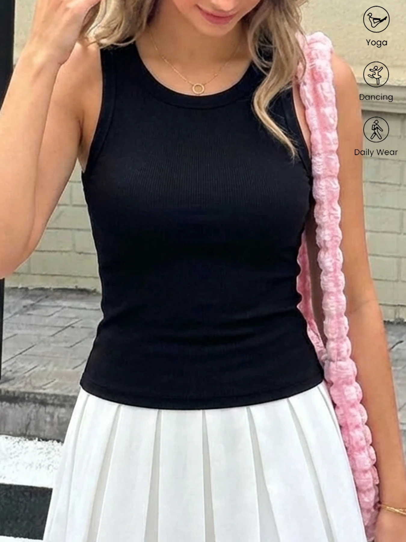 Womens Sleeveless High Neck Ribbed Tank Top, Slim-Fit Tank Top，Perfect for Sleeping, Relaxing, or Casual Wear