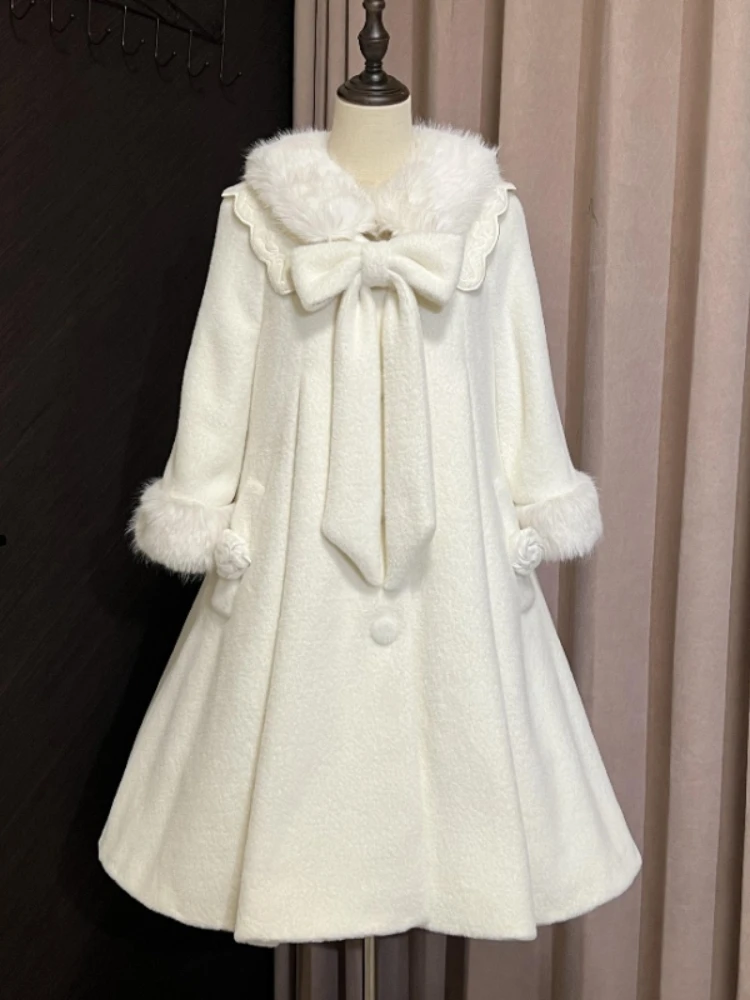 اليابانية لوليتا Kawaii طويلة الأكمام مزيج طويل المرأة عادية لون نقي معطف الحلو أنيمي زر المرقعة الانحناء 2025 الخريف