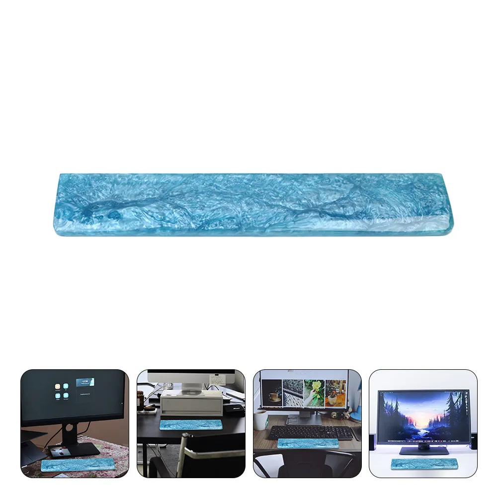 Blue Epoxy Resin Keyboard Wrist Pad Ergonomic Design Soft Elastic Support Prevent Friction Injury Wrist Rest Pad for Office