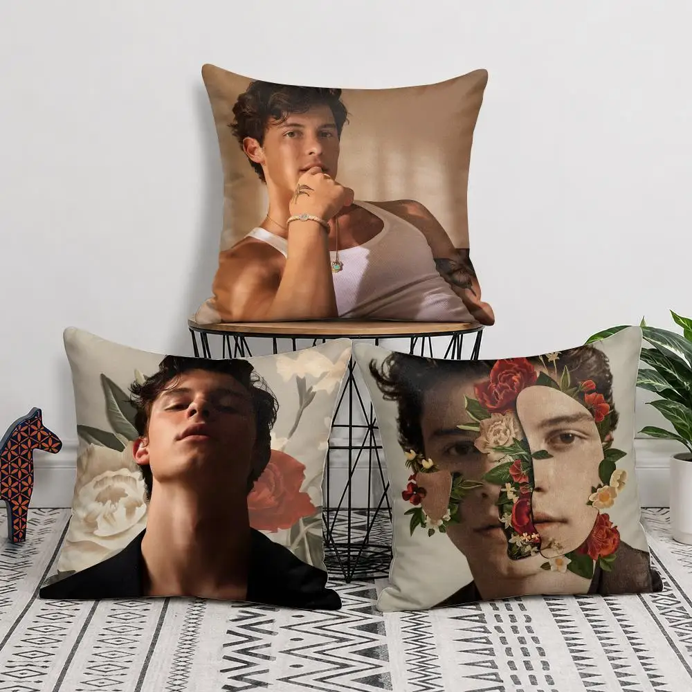 Singer Shawn M-Mendes Cushion Cover Double-Sided Plush Sofa Pillow Case Organic Breathable Invisible Zipper