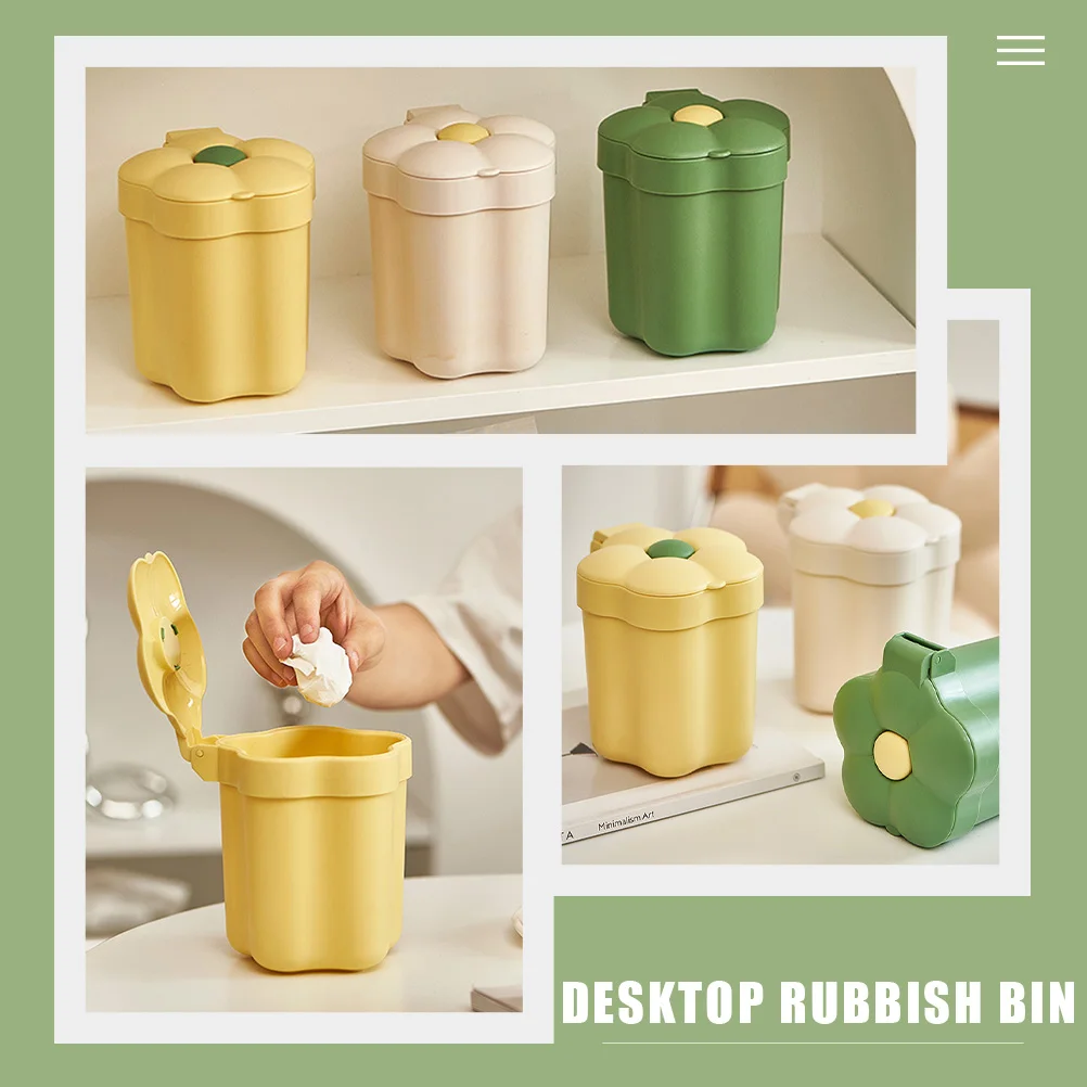 

Flower Shaped Trash Bin Creative Desktop Garbage Can Bedside Wastebasket For Home Office Bedroom Decorative Small Rubbish Bin