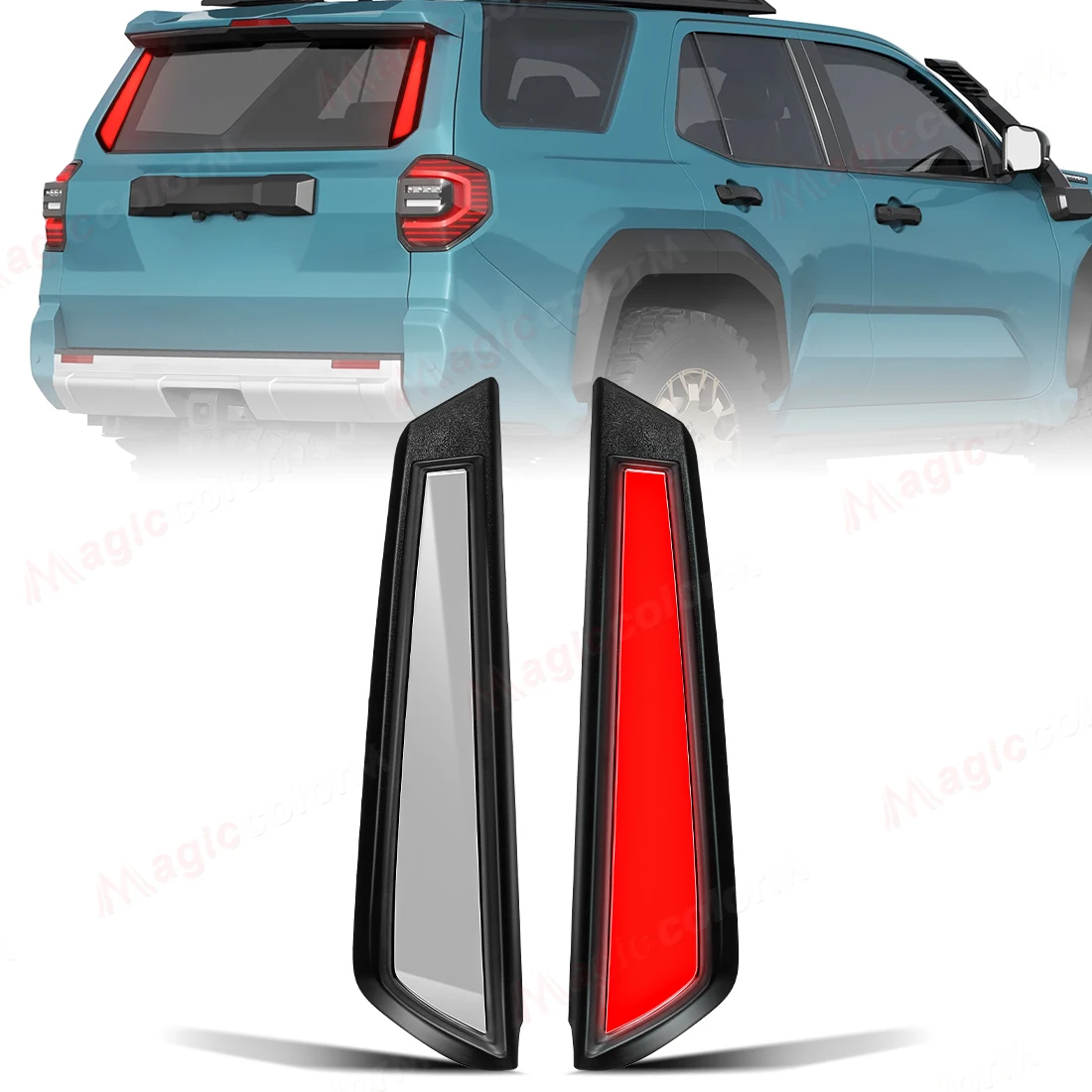 

For Toyota 4 Runner 2025 2026 Rear Window Pillar Vertical LED Brake Lights Start Up Animation Trunk Lamps Car Accessories 12V