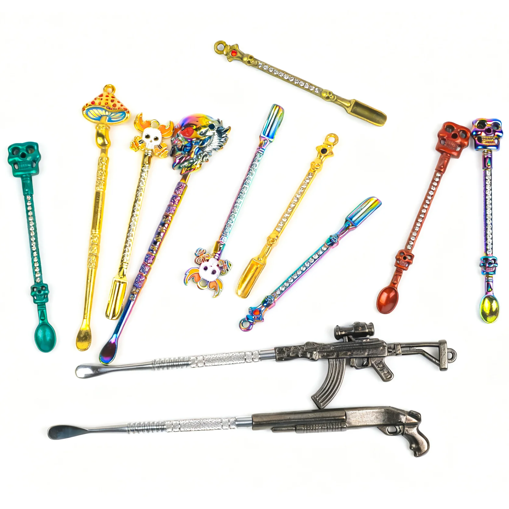 

Metal Mini Shovel Multi Style Smoking Spoon Kitchen Oil Spoon Tool Smoking Accessory Mens Gift with Chain