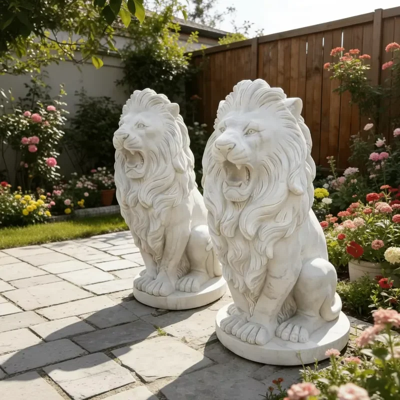 Large Outdoor Marble Lion Sculpture Garden Decoration Equivalent Marble Lion Statue Animal Sculpture