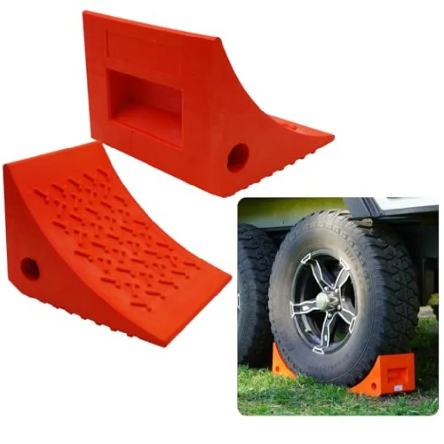

Heavy Duty Wheel Chocks - Durable Non-Slip Solid Rubber Wheel Chocks for Boat Trailers RV Truck Camper - Perfect on All Surface