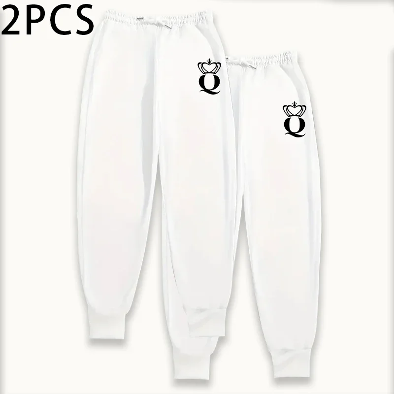 الملكة طباعة المرأة قطعتين Sweatpants مجموعة الحديثة سراويل للجري لينة صالة بنطلون 2025 الخريف الشتاء الراحة تناسب سراويل تقليدية
