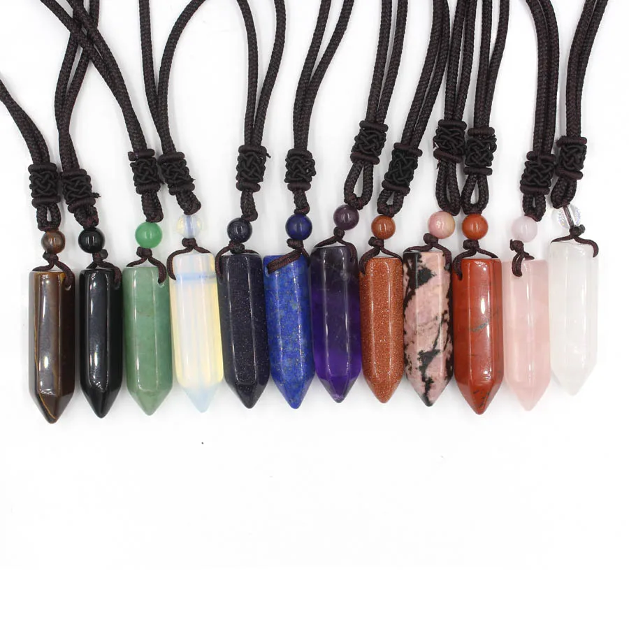 

Crystal Pillar Quartz Bead Pendants Pendulum Natural Stone Reiki Charms Fashion Jewelry Wholesale 10pcs