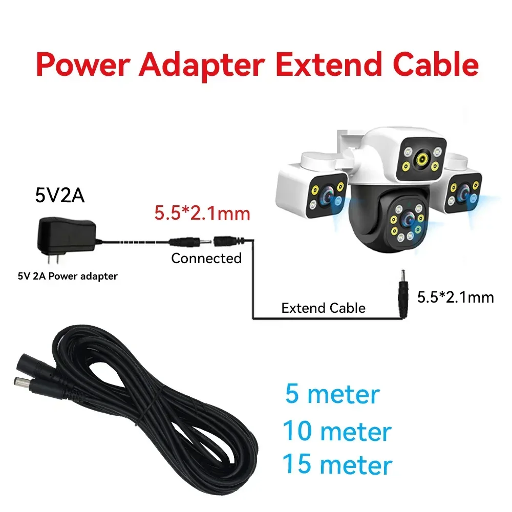 

3M 5M 10M DC12V Power Extension Cable 5.5mm*2.1mm Connector Male To Female For LED Lamp CCTV Security Camera Black Power Cord