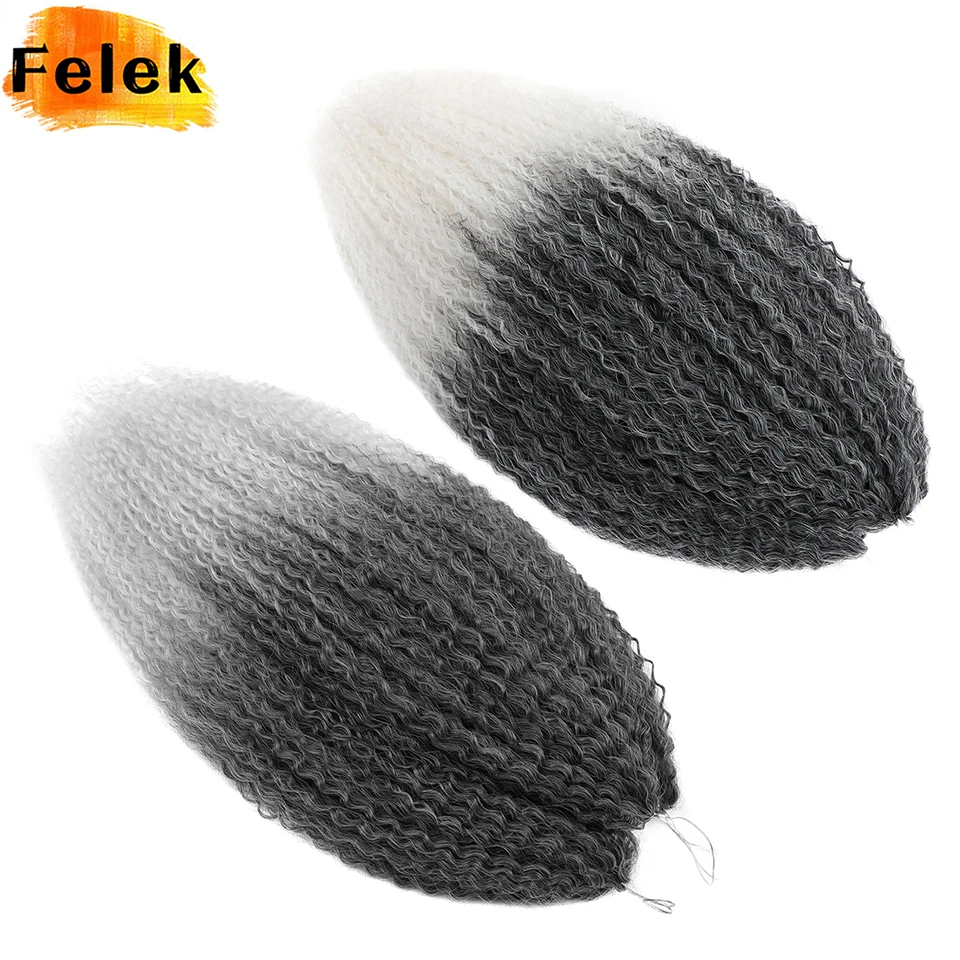 

3-7Pcs Synthetic Brazilian Crochet Braids Hair for Women 20-28" Ombre White African Curls Kinky Curly Braiding Hair Extensions