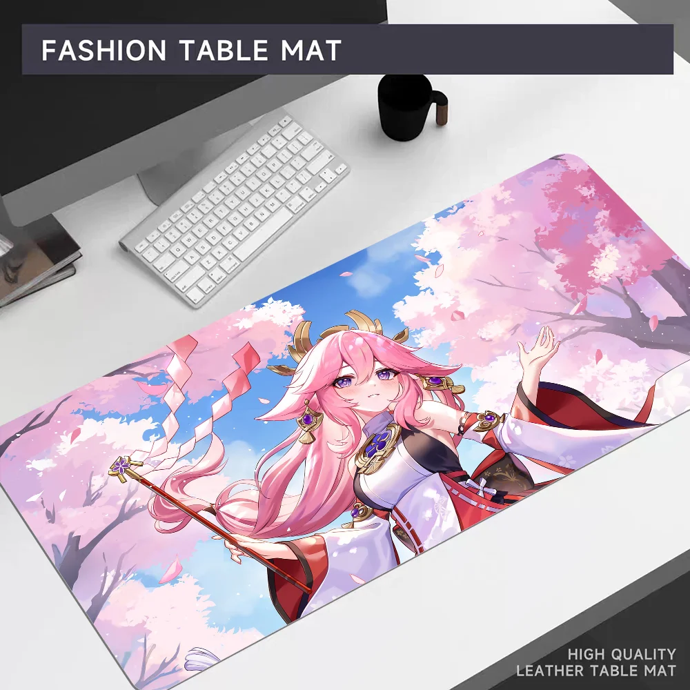 Yae Miko Genshin Impact Mousepad, Big Mouse Pad, Office Computer Desk Mat, Teclado de mesa, Almofada do teclado, Laptop, XL, 80x30cm