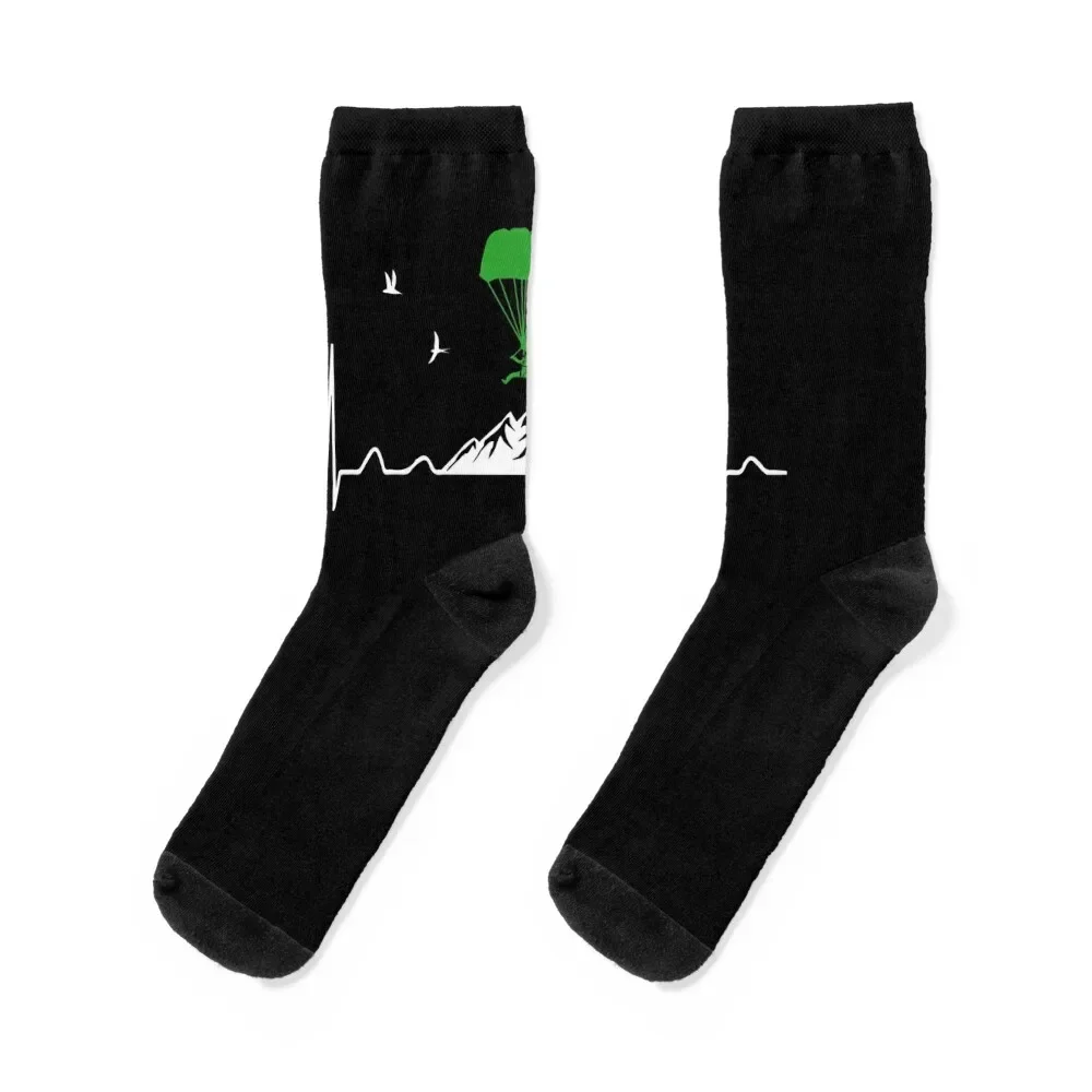 Skydiver Heartbeat Paragliding Socks Run funny gift professional running Socks For Women Men's