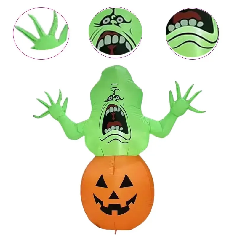 1.  5M/5FT Nadmuchiwane Zabawki Dynia Zielony Duch Halloweenowy Model Nadmuchiwany Świecący Model Dekoracje Halloweenowe Model