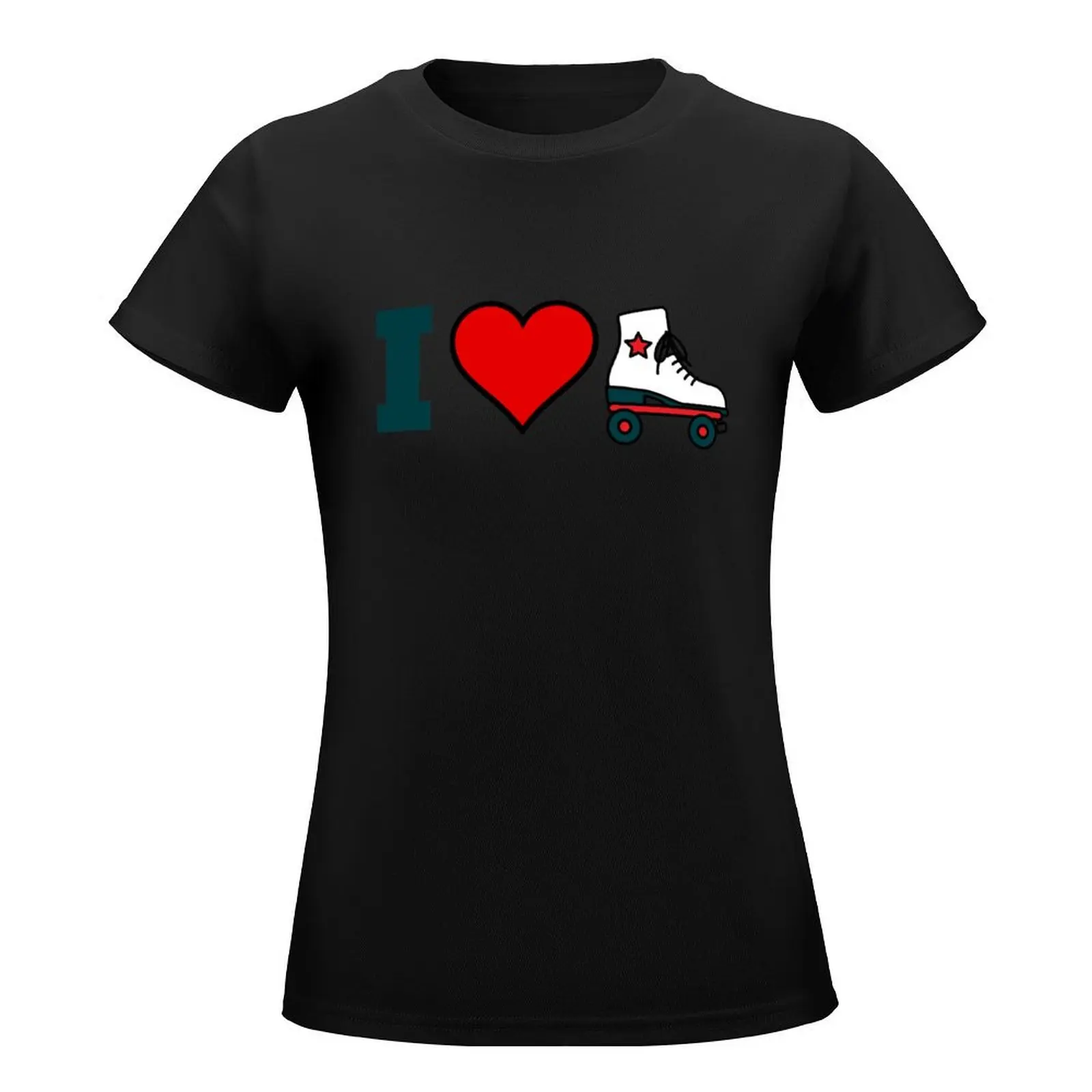 I love roller skating - retro quad skate T-Shirt plus size tops cute clothes Aesthetic clothing Blouse t shirt dress Women