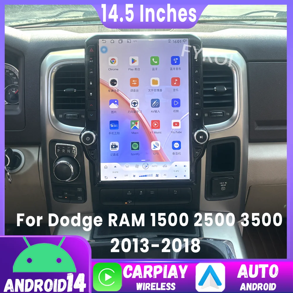 1200*1920 Android15 For Dodge RAM 1500 2500 3500 2013-2018 Car Radio Multimedia Player GPS Navigation Wireless Carplay 4G DSP BT