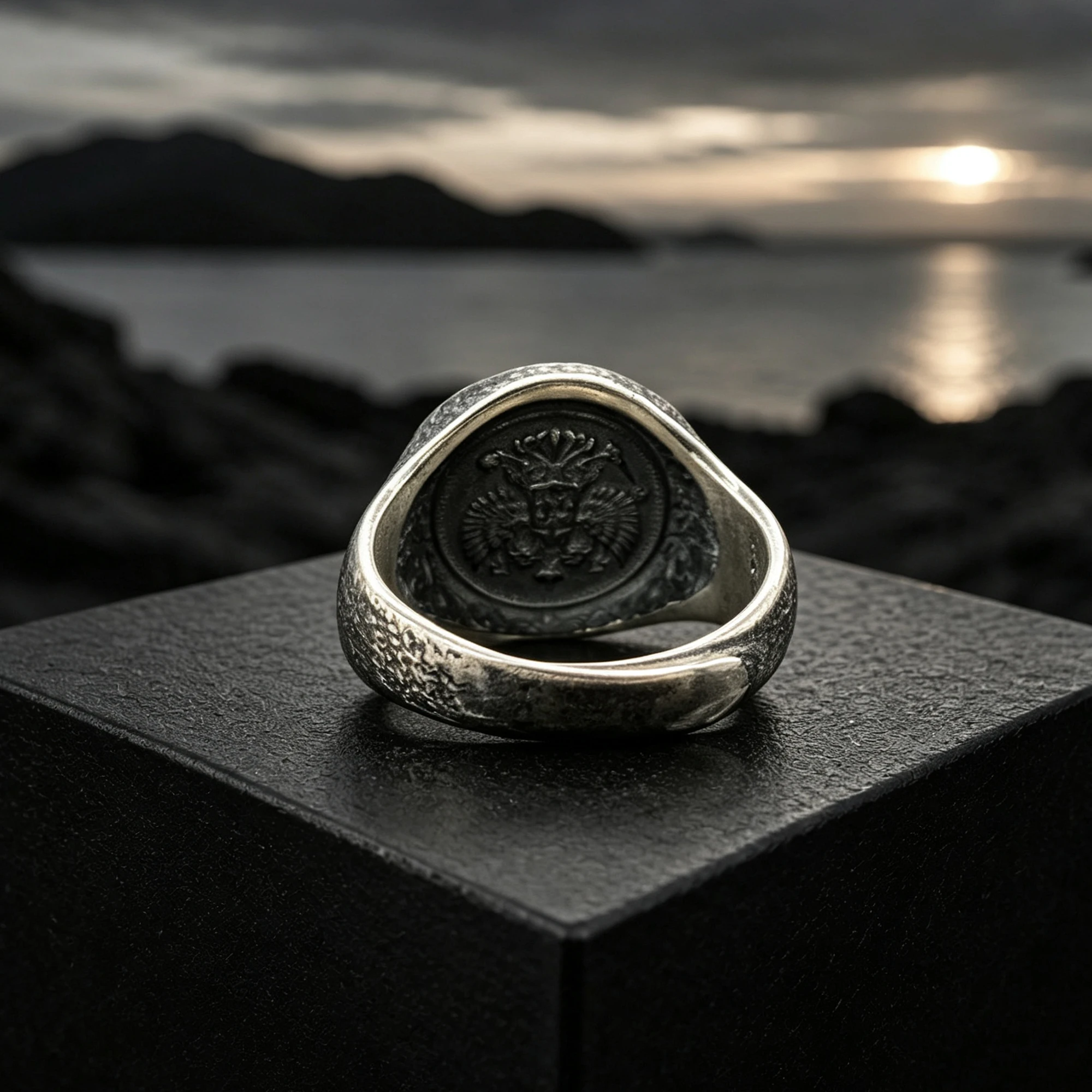 Cincin dengan Motif Elang Dua  - Mens Signet Ring ulasan dan harga