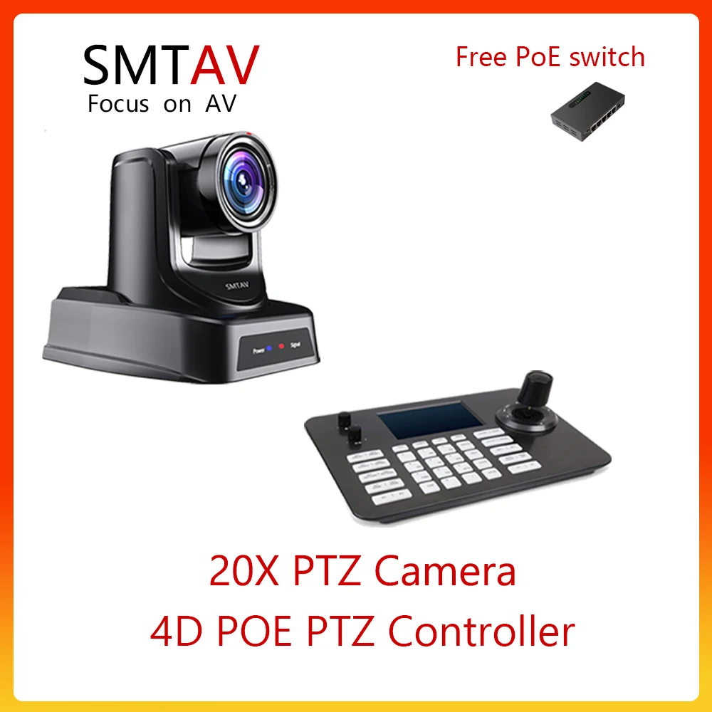 

SMTAV PTZ POE Camera ,20X Optical + 16X Digital Zoom And 4D POE Joystick Network PTZ Controller Group Sales For Educate Live