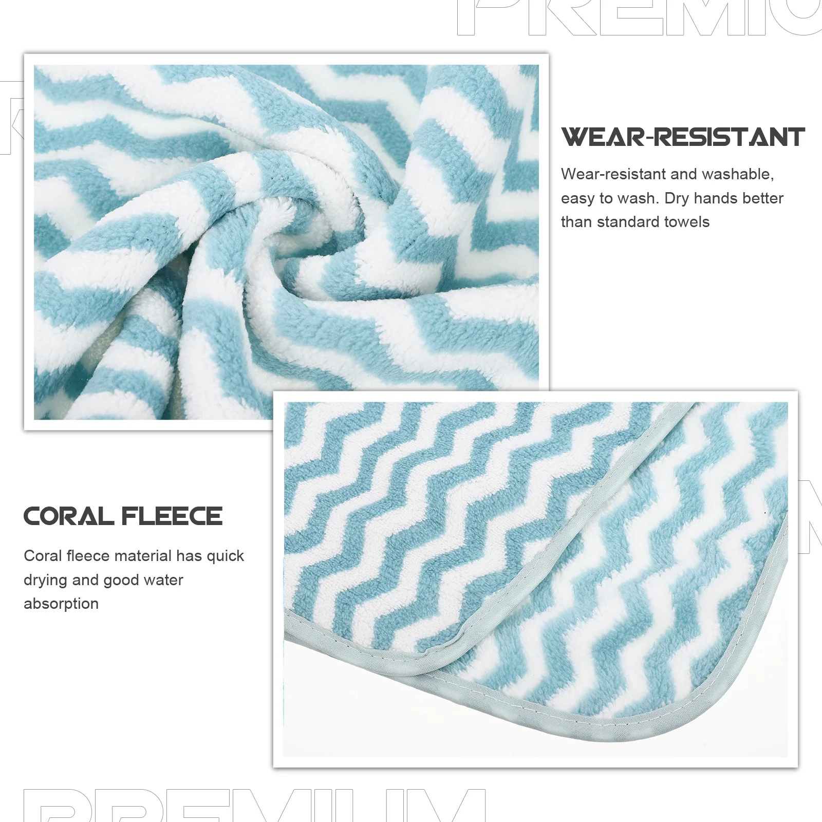 

2Pcs Coral Fleece Hand Towels Large Quick Dry Hanging Absorbent Towels for Bathroom Kitchen Car Table Wiping Hand Drying Towel