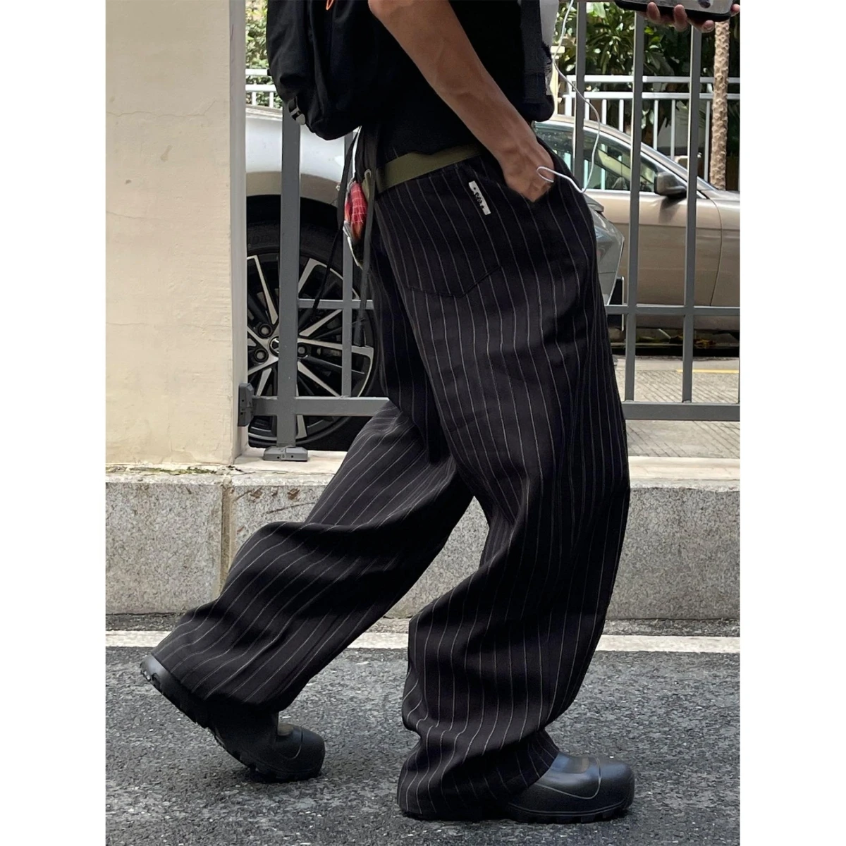 

Retro Fit Striped Casual Pants Men Women Long Straight Tube Trousers Youth Faion Polyester Cotton Blend Busin Formal