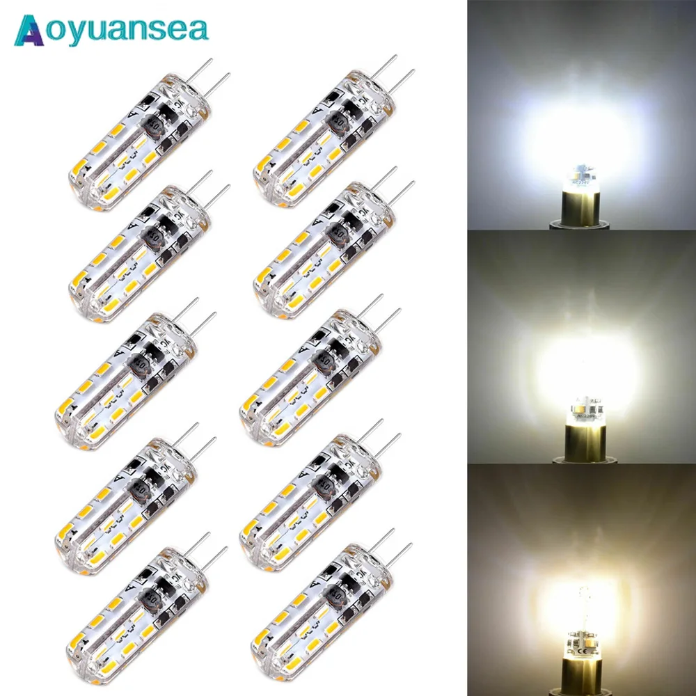 

Aoyuansea 3/5 шт. G4 светодиодный Lamp 3 Вт, 5 Вт, 9 Вт, 12 Вт, 12 В, 220 В, энергосберегающая силиконовая лампа с углом луча 360, заменяемая галогеновая проекционная люстра Быстрая доставка