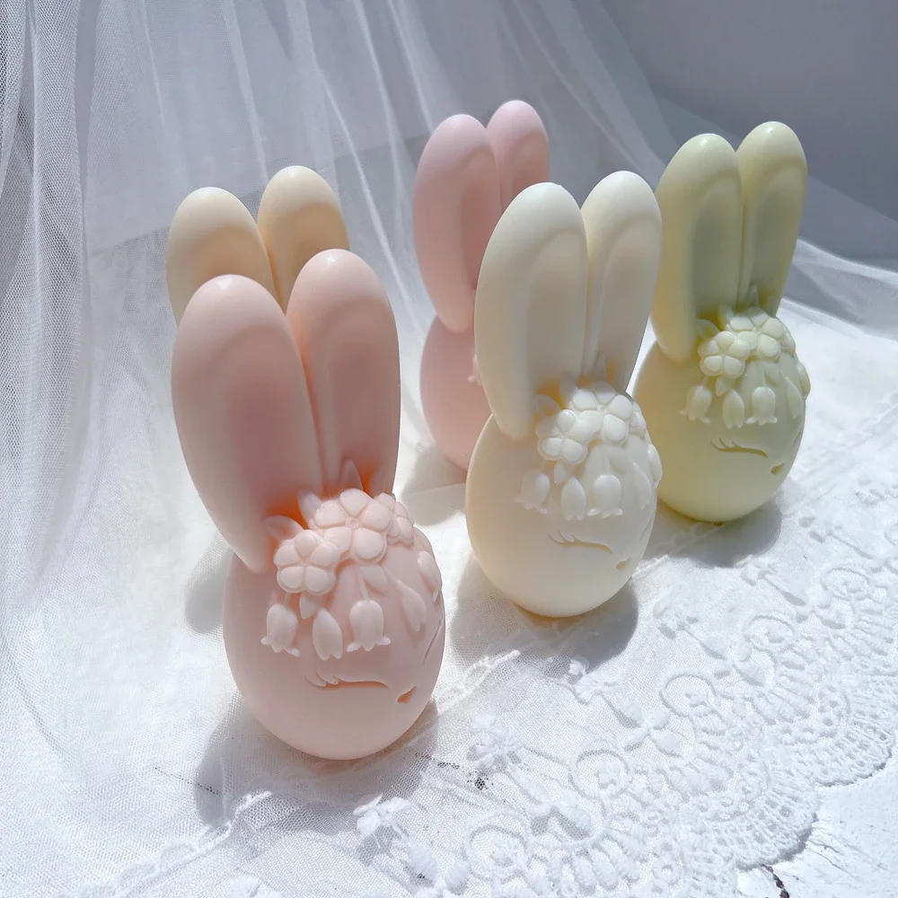 Egg Rabbit Silicone Candle Mold Bunny Silicone Mold Easter Home Decor Heart Animal Soy Wax Mould