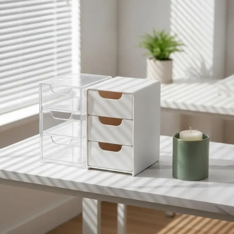 3 Layer Transparent Desktop Drawer Storage Organizer Space Saving Stationery Holder for Kids Study Desk Home Use