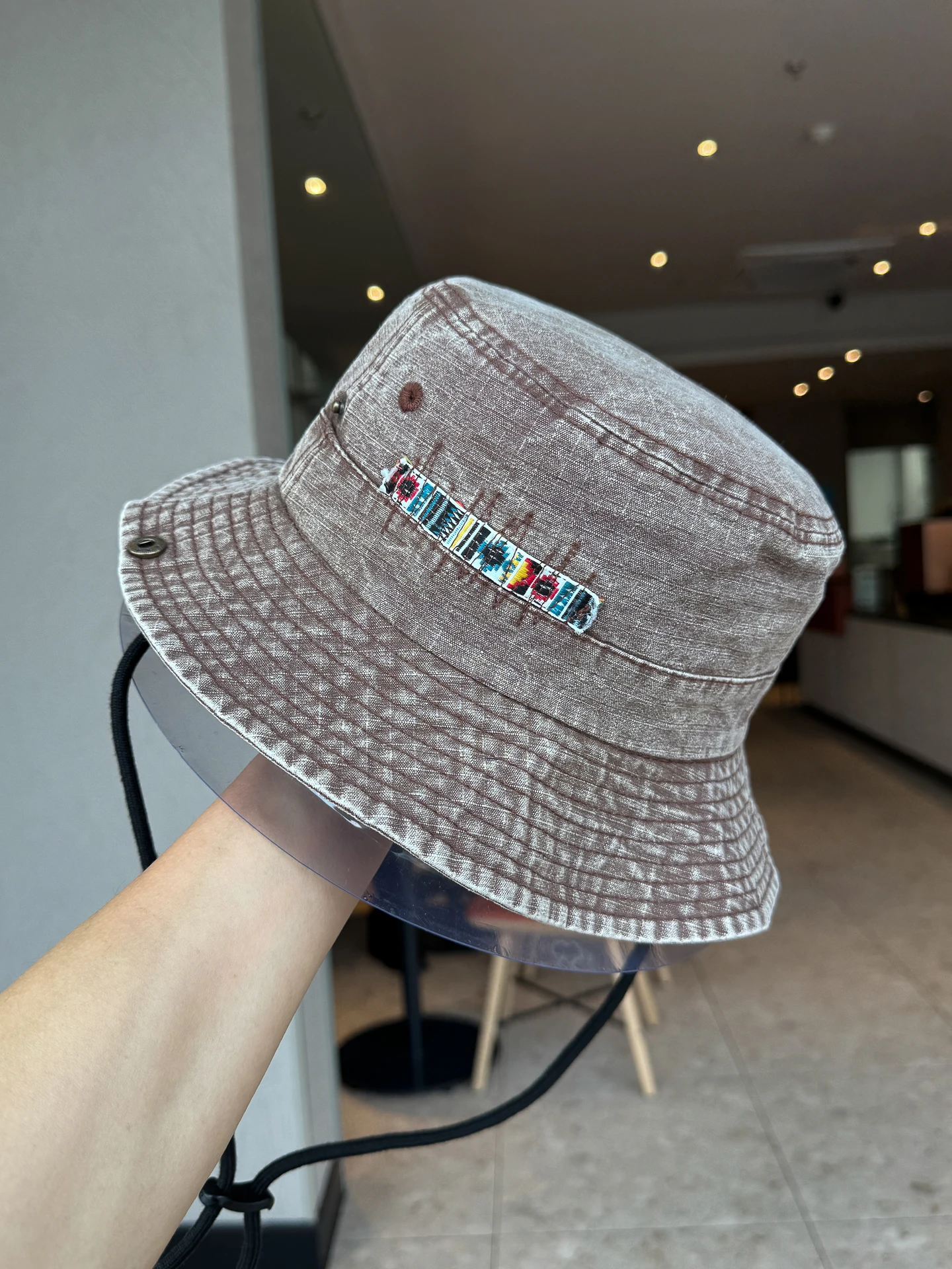 

Washed denim bucket hat women summer with windbreak rope sun hat outdoor hiking hat men