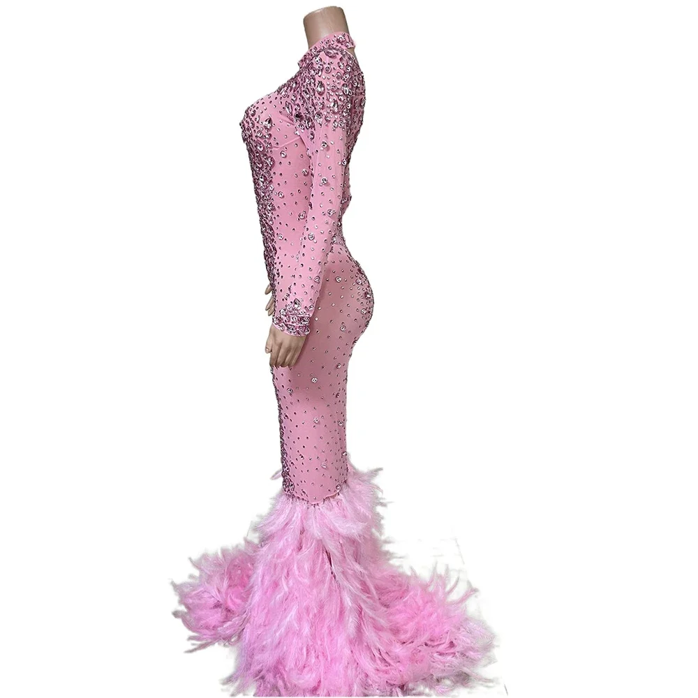 Feather costume nightclub dance performance High quality  elegant Wedding Party dress Formal Grand banquet dresses