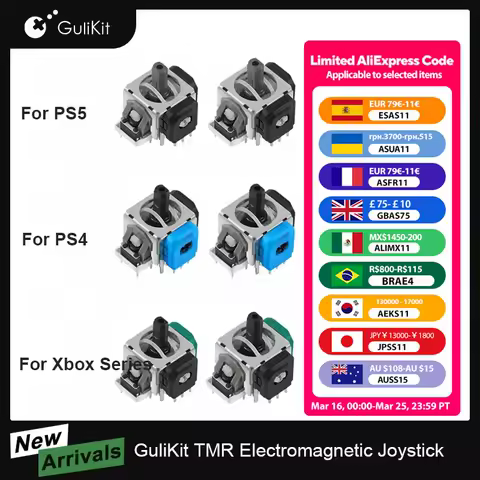 10 Pairs GuliKit TMR Joystick for PS4 PS5/PS5 Edge Gamepad for Switch Pro Xbox Series Controller Game Accessories Replacement