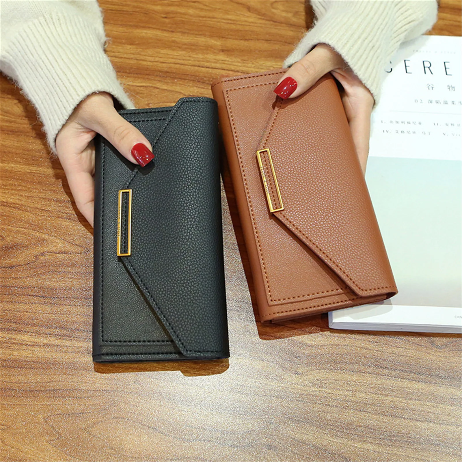 New Fashion Women Wallets Pu Leather Hasp Wallet Long Design Purse Clutch Women Ladies Brand Wallet Phone Pocket Cartera Mujer