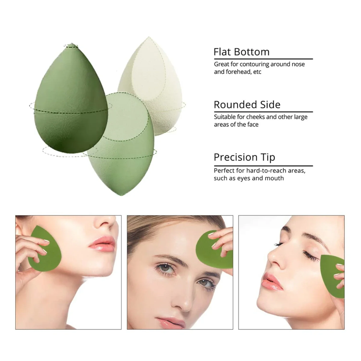 مجموعة إسفنجات مكياج مكونة من 5 قطع فاخرة ورائعة - خلاطات مزج مثالية للكريمة والمسحوق والسائل - تشمل