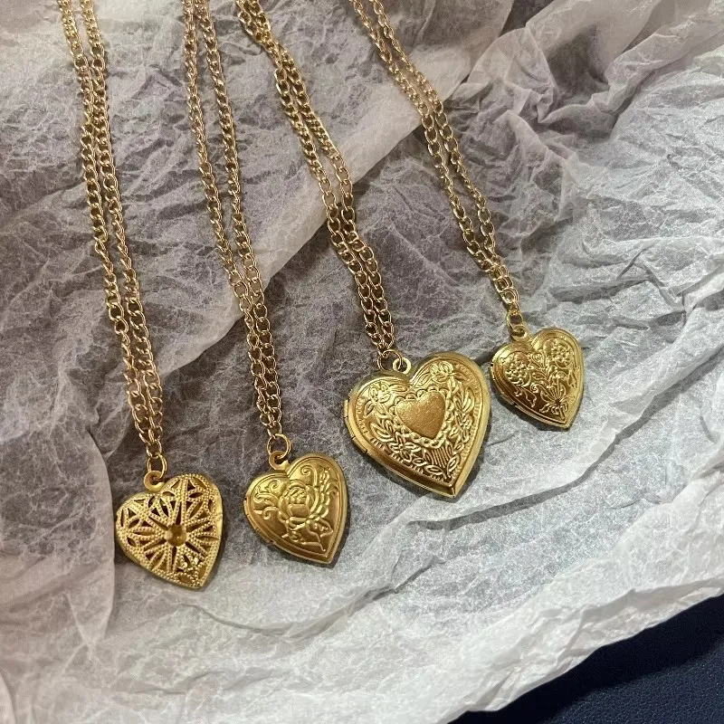 Collar con colgante de marco de fotos en forma de corazón, collares con medallón que se puede abrir, joyería para hombres y mujeres, nueva marca, regalo de joyería de moda