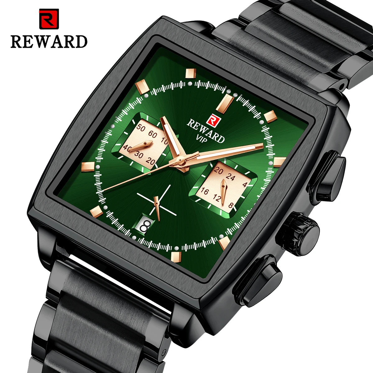 REWARD New Watches Quartz Men Rectangle Wristwatches Male Top Brand Luxury Chronograph Business Watch Relogio Masculino