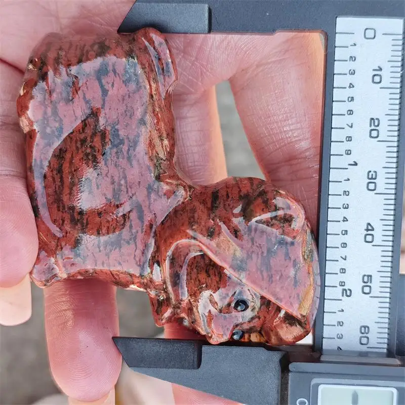 Natural Red Obsidian Wizard Dog Carving Crystal Halloween Holiday Gift Festival Craft For Decoration 1pcs